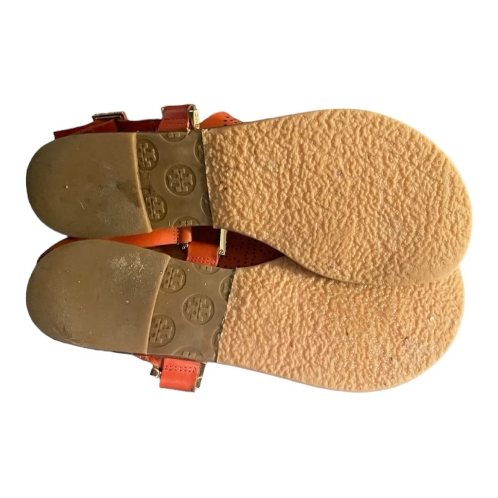 Tory Burch Women Carpi Preferred Logo Leather Thong Sandals Size 8